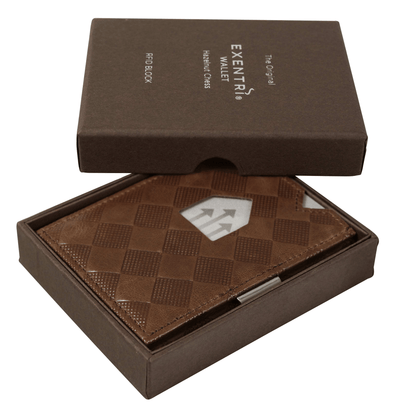 Exentri Tri-Fold Wallet - Hazelnut Chess