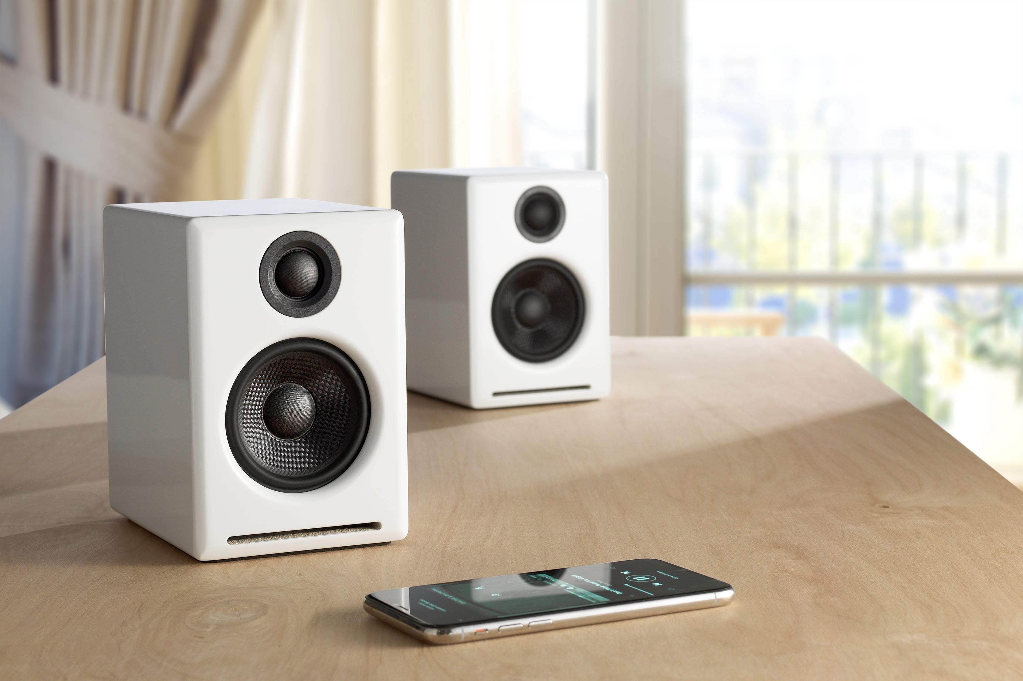 Audioengine A2+ Wireless Bluetooth Powered Speakers (Hi-Gloss White)